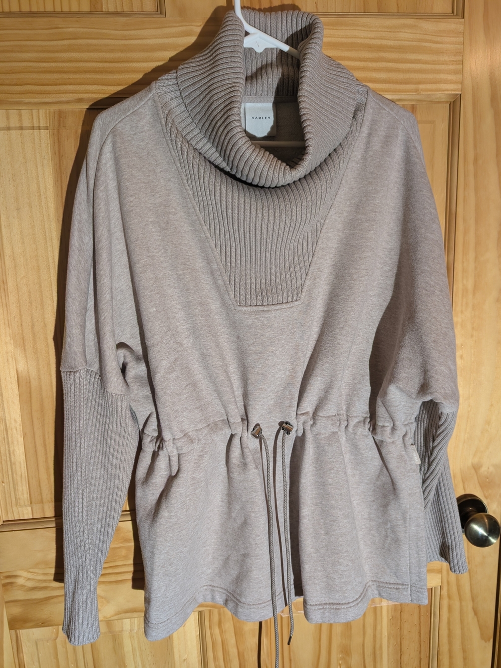 Varley Women's Taupe Drawstring Turtleneck Sweater